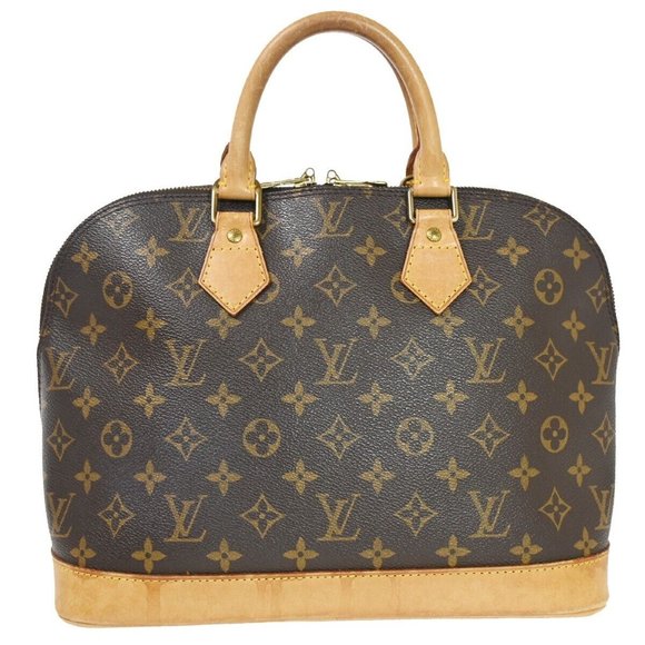 LOUIS VUITTON LV Logo Alma Hand Bag Monogram Leather Brown France M51130 88BX884 - Picture 1 of 15
